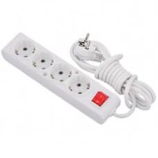 Πολύπριζο 4 Θέσεων Με Διακόπτη & Καλώδιο 3x1.5mm 5m Λευκό 47145